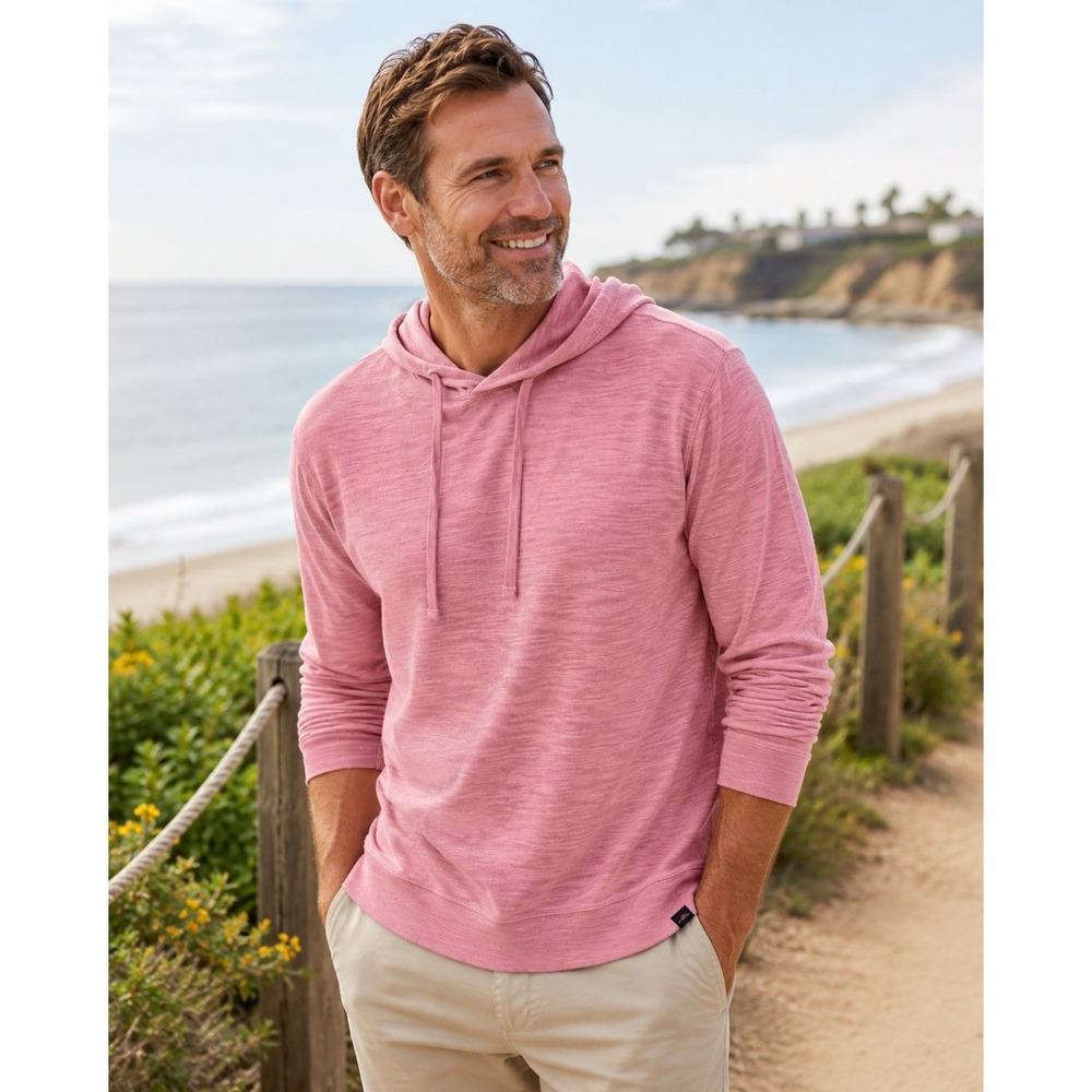 Faherty Organic Cotton Sunwashed Hoodie Men's Size XL Pink Lightweight Pullover